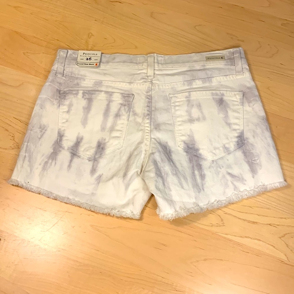 NWT Principle Denim Innovators Wanderer Frayed Hem Acid Washed Jean Short 26